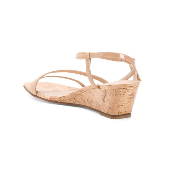 STUART WEITZMAN Adobe Made In Spain Patent Leather Oasis 50 Wedge Sandals - Picture 2 of 2